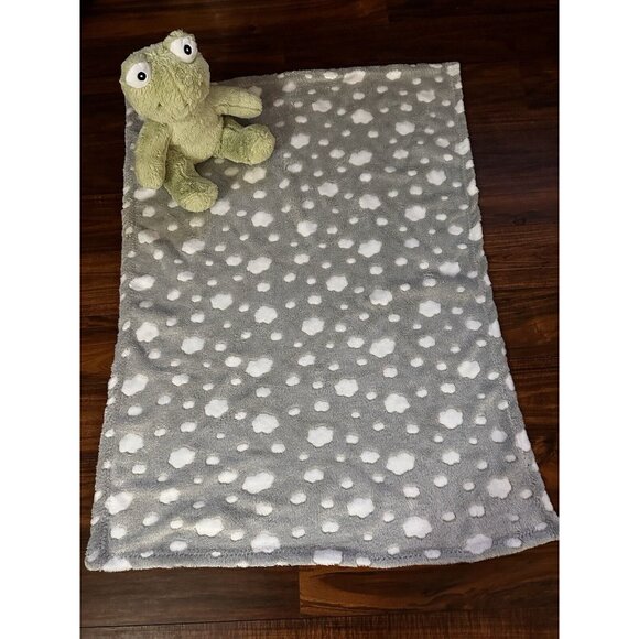 b. Boutique By Evergreen Stuffed Animal Frog Cloud Blanket Plush Rare Baby Gift - Picture 3 of 16